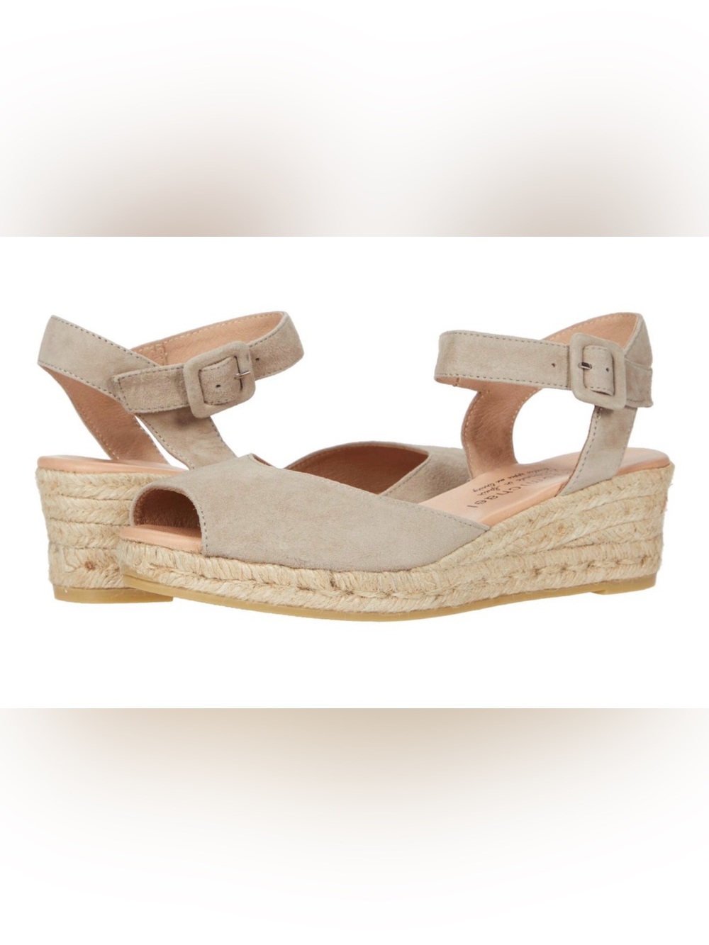 Eric Michael Beige Suede Espadrille Wedge Sandals w Braided Jute Platform 41(10)
